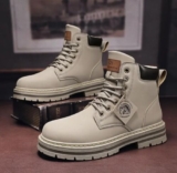 High Top Boots Men’s Leather Shoes Fashion Motorcycle Ankle Boots for Men Winter