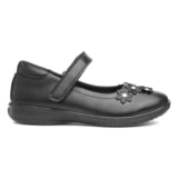 Walkright Girls Shoes Black Kids School Easy Fasten Fawn SIZE