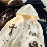 Y2K Gothic Wings Zip Hoodie