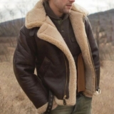 Men’s RAF B3 Bomber Aviator Real Leather Jacket Sheep Skin Pilot Flying Coat