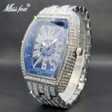 Iced Out Big Wrist Full Diamond Quartz Waterproof Unisex Watches
