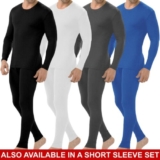 Mens Thermal Long Johns Top T Shirt Bottom Trouser Underwear Set Full Sleeve