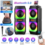 Wireless TWS Bluetooth Speaker Subwoofer RGB Lights HiFi Stereo Dual Speakers FM