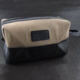 Leather & Canvas Travel Toiletry Bag Wash Shaving Organizer Dopp Case Zipper