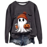 Womens Hoodies Halloween Pumpkin Sweatshirt Cute Pull Over Long Sleeve Shirt