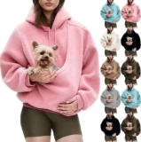 Sherpa Hoodies with Kangaroo Pouch Funny Sweatshirts with Cat Pocket Dog Carrier