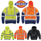 DICKIES HI VIS HOODIE HIGH VISIBILITY HOODED SWEATSHIRT SAFETY WORK HOODY JACKET