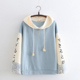 Women Girls Sweatshirt Hooded Top Hoodies Pullover Wave Cute Kawaii Casual Top