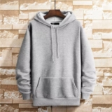 Solid Color Hoodie Loose Fit Mid Length Casual Womens Hooded Sweatshirt