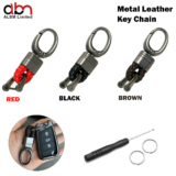 Men Creative Metal Leather Key Chain Ring Keyfob Car Keyring Keychain Gift