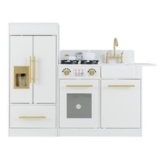 COSTWAY Kids Play Kitchen Set Toddler Wooden Pretend Toy Kitchen Playset-White