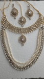 Indian jewellery set antique gold plated wedding earrings teeka necklace mala