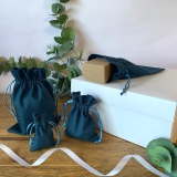 Eco Friendly 100% Cotton Teal Blue Drawstring Pouch Gift Bags Jewellery Small