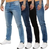 Kruze Jeans Mens Straight Leg Regular Fit Stretch Denim Trouser Pants UK Sizes