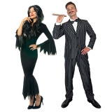 GOTHIC HUSBAND & WIFE FANCY DRESS ADDAMS COSTUME MOVIE FAMILY