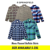 Mens Flannel Lumberjack Check Casual Work Cotton Long Sleeve Checkered Shirt