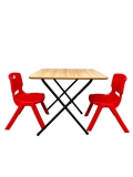 Kids Study Table Desk Classroom Table Folding + 2 chairs RED Children Home work