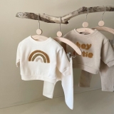 2Pcs Infant Baby Boys Pants Set Casual Rainbow Embroidery Kids Clothes Autumn