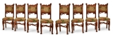 Matching set of eight, French, Art Nouveau Period dining chairs