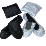 Sequin Fold Up Flats Roll Up Pumps Fold Up Shoes Post Party Pumps With Free Bag!