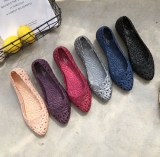 Ladies Flat Hollow Ballerina Sandals Beach Pumps Summer Jelly Shoes Slippers NEW