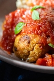 Easy Tofu Meatballs with Harissa Tomato Sauce (Vegetarian)